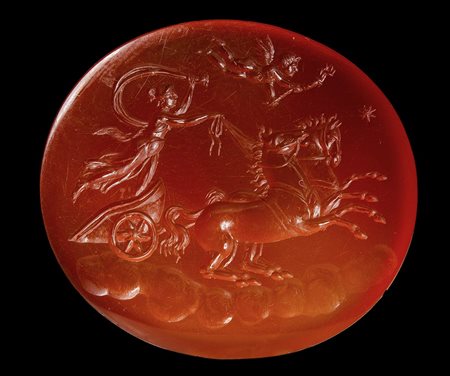 A large neoclassical carnelian intaglio. Allegory of Aurora. 