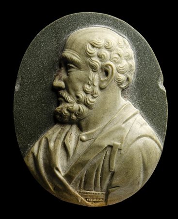 A large postclassical jasper cameo. Bust of a bearded character. 