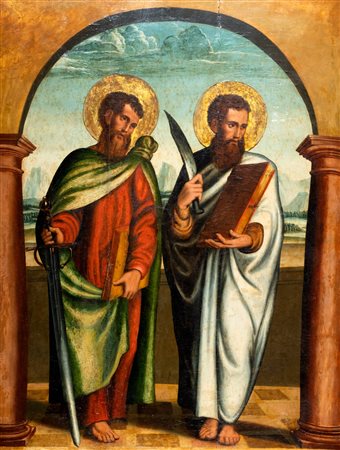 Imitatore di Marco Palmezzano - San Pietro e San Giacomo;  e San Paolo e San Bartolomeo