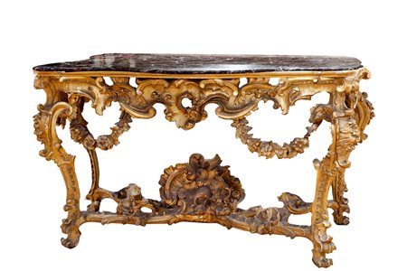 Grande console in legno intagliato e dorato, Roma secolo XVIII