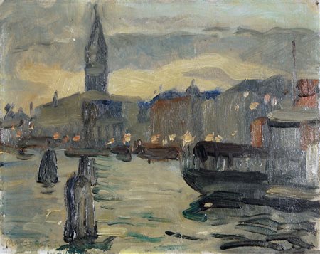 NOVATI MARCO Venezia 1895 - 1975 Bacino di San Marco olio su tavola 18,5x23,5...