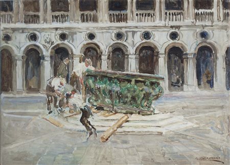 CHERUBINI GIUSEPPE Ancona 1877 - Venezia 1960 Si tolgono i pozzi per la...