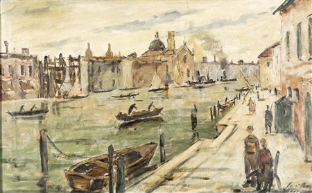 SEIBEZZI FIORAVANTE Venezia 1906 - 1975 Venezia (anni '40) olio su tela 35x55...