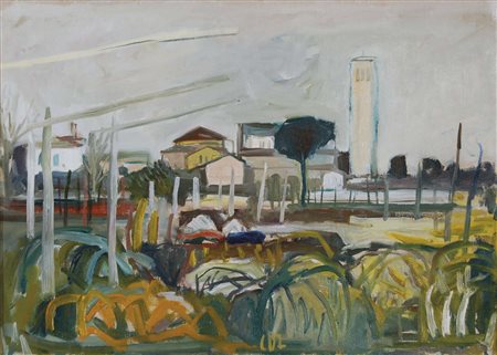 DALLA ZORZA CARLO Venezia 1903 - 1977 Torcello olio su cartone telato 35x50...