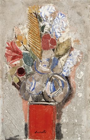 SAETTI BRUNO Bologna 1902 - Venezia 1984 Mazzo di fiori 1968 affresco su tela...