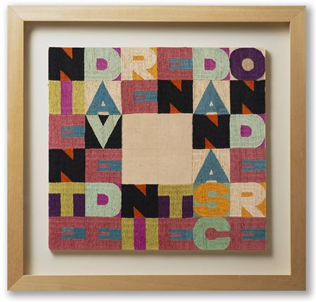 Alighiero Boetti "Niente da vedere niente da nascondere" 1977
ricamo
cm 42x45
Fi