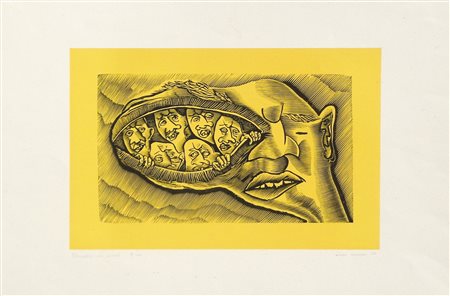 Sirio Musso Chiudere un occhio, 1950;Litografia a col., 34 x 49,8 cm Firma,...