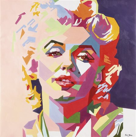 Guibin Zhu Marilyn Monroe;Acrilico su tela, 80 x 80 cm Firma