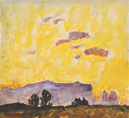 Josef Meng (Heideck 1887 – Kufstein 1974) Sciliar nel rosso di sera,...