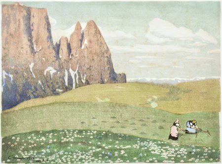 Carl Moser (Bozen/Bolzano 1873 – 1939) Sciliar con Alpe di Siusi,...