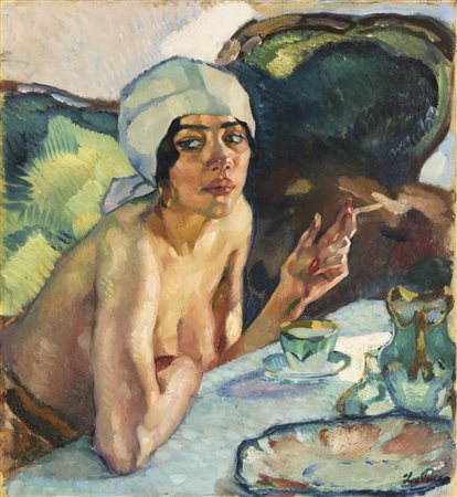 Leo Putz (Meran/Merano 1869 – 1940) La ballerina Mara Aranaz che fuma al...