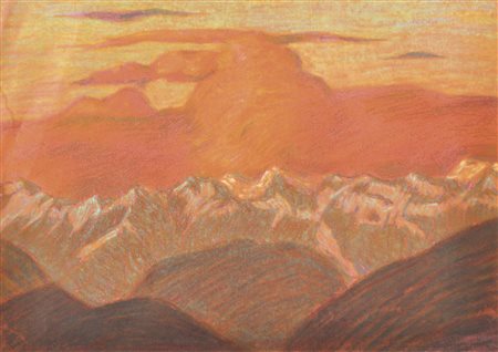 Ernst Nepo (Dauba, Böhmen/Boemia 1895 Rosso di sera nelle Dolomiti,...