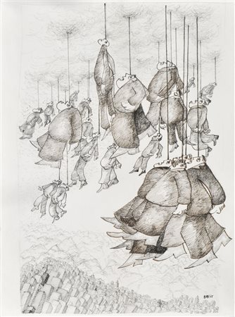 Bert Breit (Innsbruck 1927 – 2004 Verso il cielo;China, 40,5 x 29,7 cm Firma