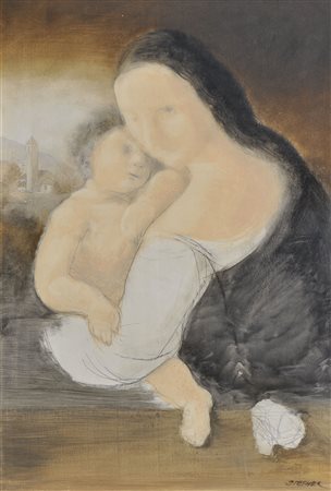 Luis Stefan Stecher (* Laas/Lasa 1937) Madonna con bambino davanti a...