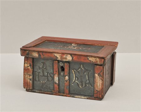 Cassapanca in miniatura, 1800 ca.;Legno, dipinto, 10,5 x 19 x 12,8 cm