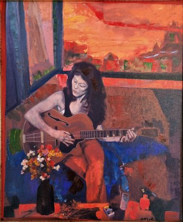 ATTARDI UGO Genova 1923-Roma 2006 “Ragazza con chitarra”