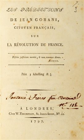 Rivoluzione Francese - Gorani, Giuseppe - Les prédictions de Jean Gorani, citoyen français, sur la Revolution de France