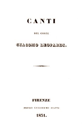 Leopardi, Giacomo - Canti del Conte Giacomo Leopardi