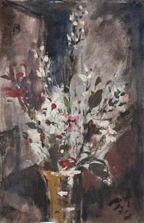 Filippo De Pisis "Vaso di fiori" 1945-1946 ca.
olio su cartone telato
cm 45,7x29