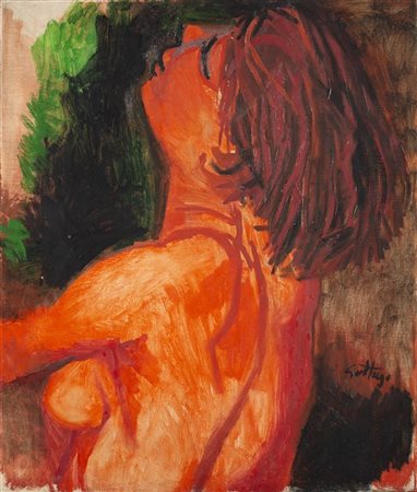 Renato Guttuso "Figura di donna" 1959olio su telacm 60x51Firmato in basso a d