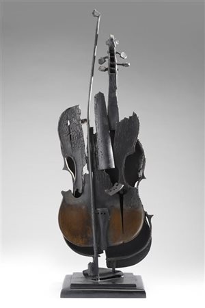 Arman "Senza titolo (Violon brûlée)" 2004
combustione di violino, bronzo
cm 70x2