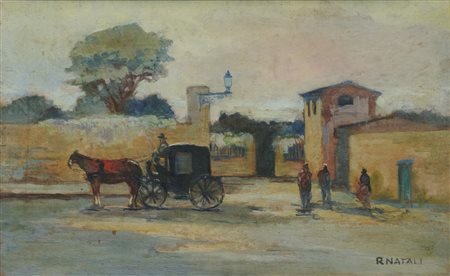 Renato Natali, Paesaggio con carrozza e figure