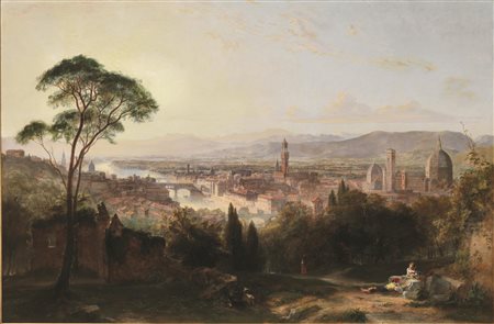 Attribuito a Clement BurlisonVEDUTA DI FIRENZEolio su tela, cm 107x160&nbsp;