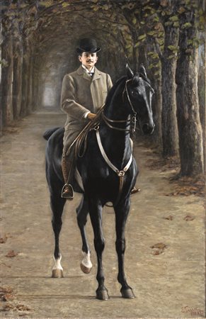 Ernesto Serra (Varallo Sesia 1860 - Varallo Sesia 1915) GENTILUOMO A CAVALLO...