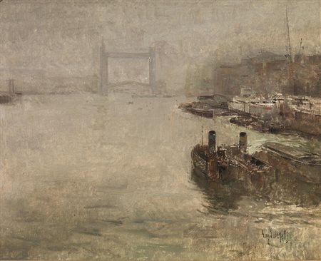 Eugenio Scorzelli(Buenos Aires 1890 - Napoli 1958)NEBBIA SUL TAMIGIolio su...