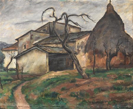 Raffaele De Grada (Milano 1885 - 1957) PAESAGGIO olio su tela, cm 66x82...