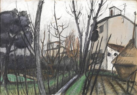 Antonio Berti (Firenze 1904 - 1990) PAESAGGIO AUTUNNALE pastello su carta, cm...