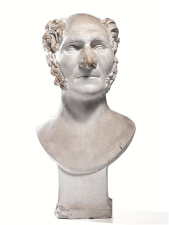 Busto in gesso, prima metà sec. XIX, gentiluomo, alt. cm 52&nbsp;