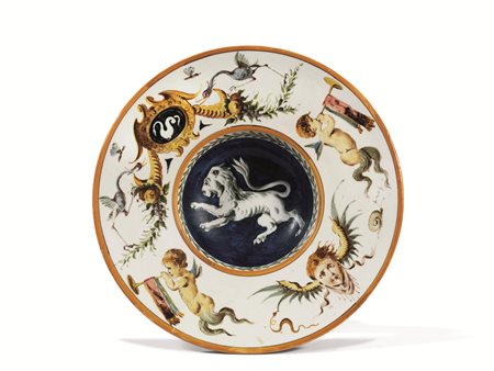 Coppetta, manifattura Ginori, fine sec. XIX, di forma ovale in maiolica...