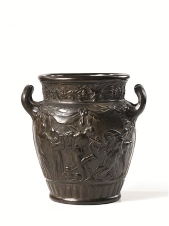 Vaso, manifattura di Signa, inizi sec. XX, in terracotta patinata ad effetto...