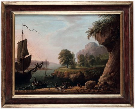 Paesaggio con pescatori Scuola fiamminga XVIII secolo