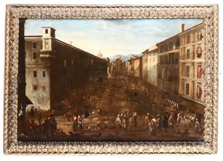 Peter Maurice Bolkman (1630/1640 Gorinchem-1710 Torino), La piazza del mercato a Genova con il Palazzo Ducale (già Semenzato)