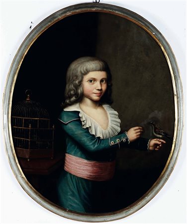Fanciullo con uccellino Scuola del XVIII secolo