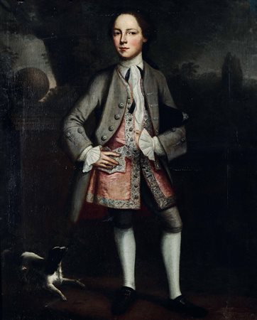 Ritratto di giovane con cagnolino Scuola veneta del XVIII secolo