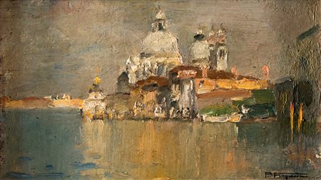 Pietro Fragiacomo (1:Principale) (Trieste, 1856 - Venezia, 1922) 
Veduta di Venezia 
olio su tavola cm 11x18 - con la cornice: cm 31x38