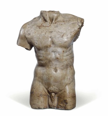 Torso virile in marmo derivato dalla classicità antica. Lapicida XX secolo