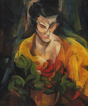 ROBERTO MARCELLO BALDESSARI   
Donna con fiori rossi [Salotto giapponese 2°], 1918 circa