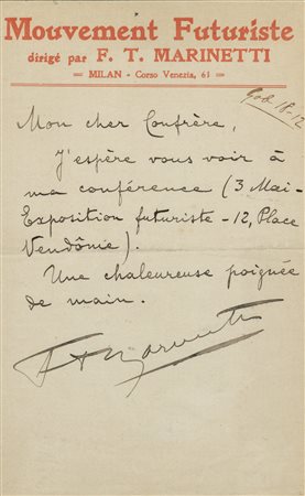 FILIPPO TOMMASO MARINETTI   
Senza titolo, 1912