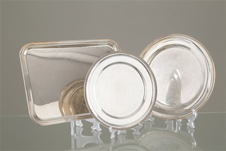 Two 800 silver plates and one tray, gr. 1800 ca. 