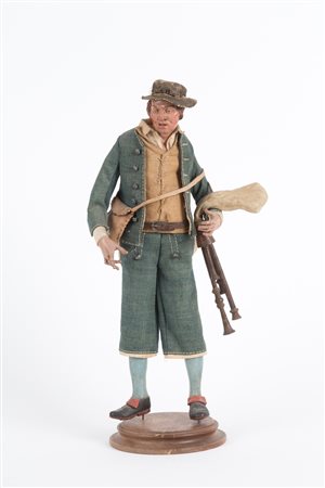 Terracotta bagpiper figurine. Naples. 19th c