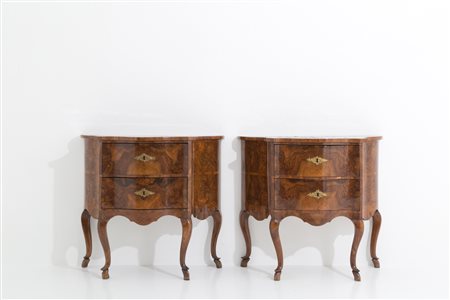 Two wooden small chest of drawers. Ferrara.18th c