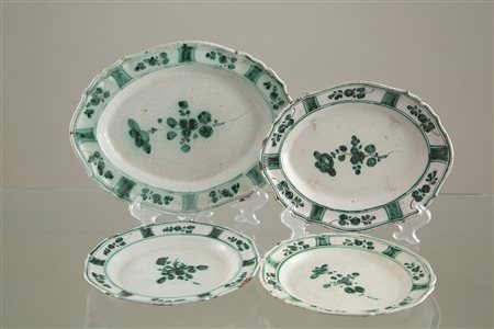 Two Cerreto's majolic treys and plates. 18th c.