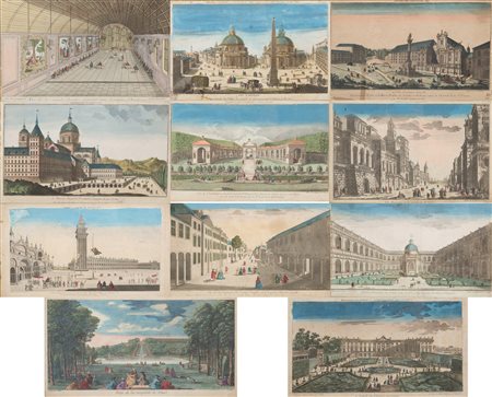 Eleven watercolor prints on paper. 18th century