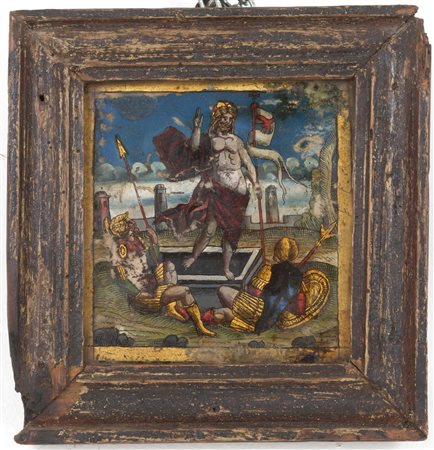 Oil painting underglass. 16th century