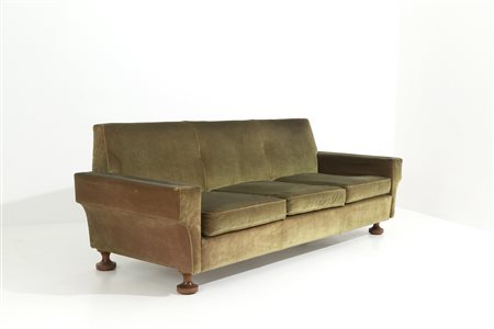 MARCO ZANUSO (Attr.) Three-seater velvet sofa