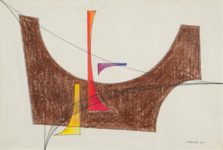 LUIGI VERONESI Senza titolo, 1967 tecnica mista su carta, cm. 49x33,5 firmato...